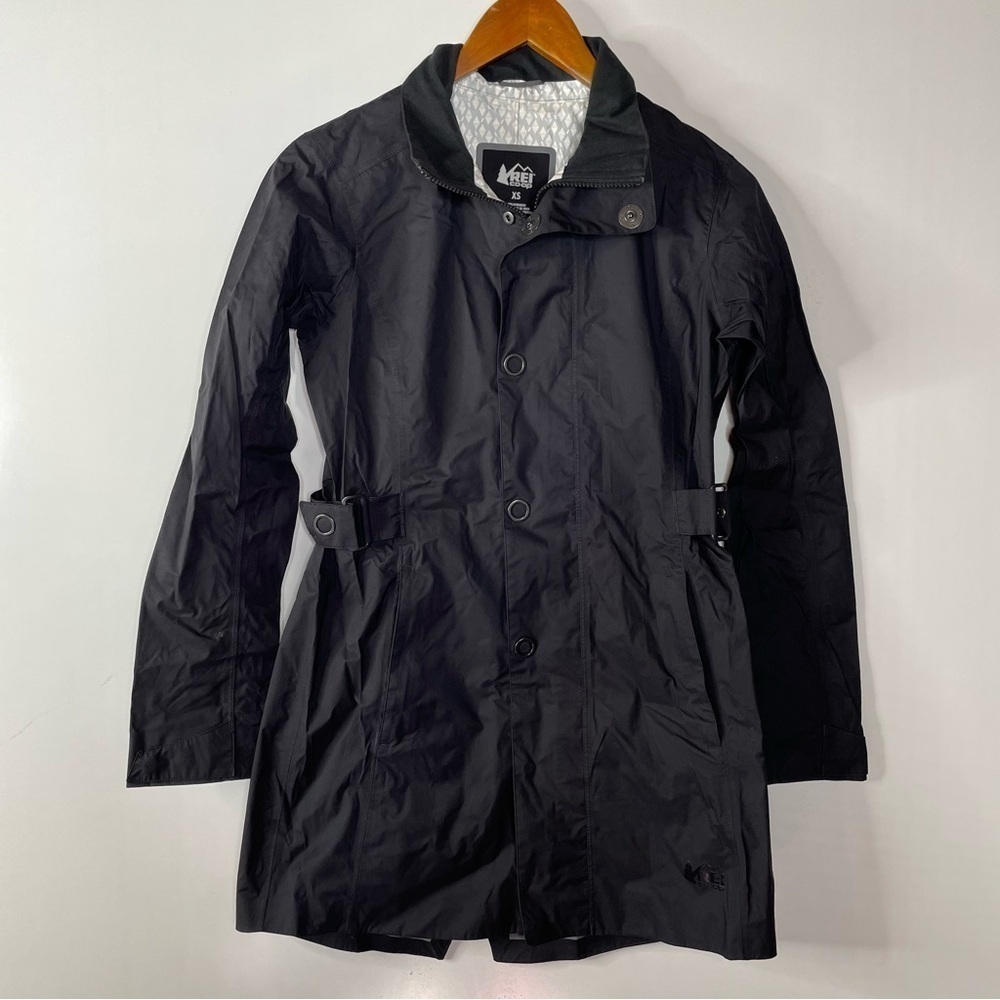 REI‎ Cooperative Black Trench Rain Coat Size Xsmall